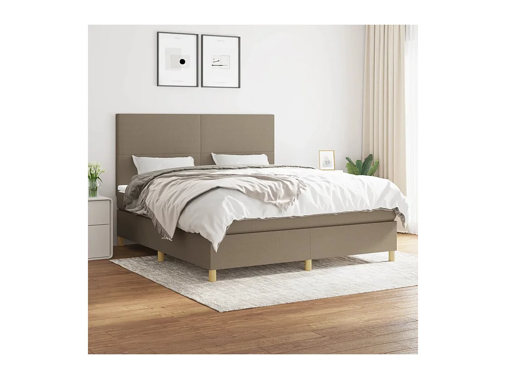 Lit à sommier tapissier avec matelas Taupe 180x200 cm Tissu