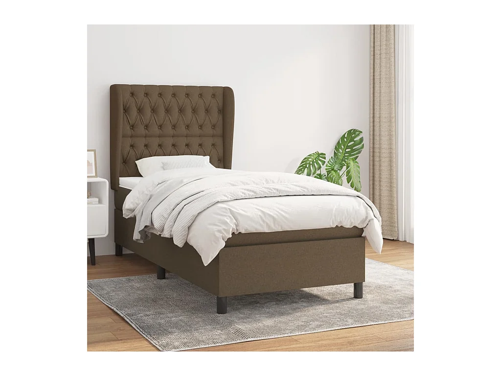 Boxspring met matras stof donkerbruin 90x190 cm