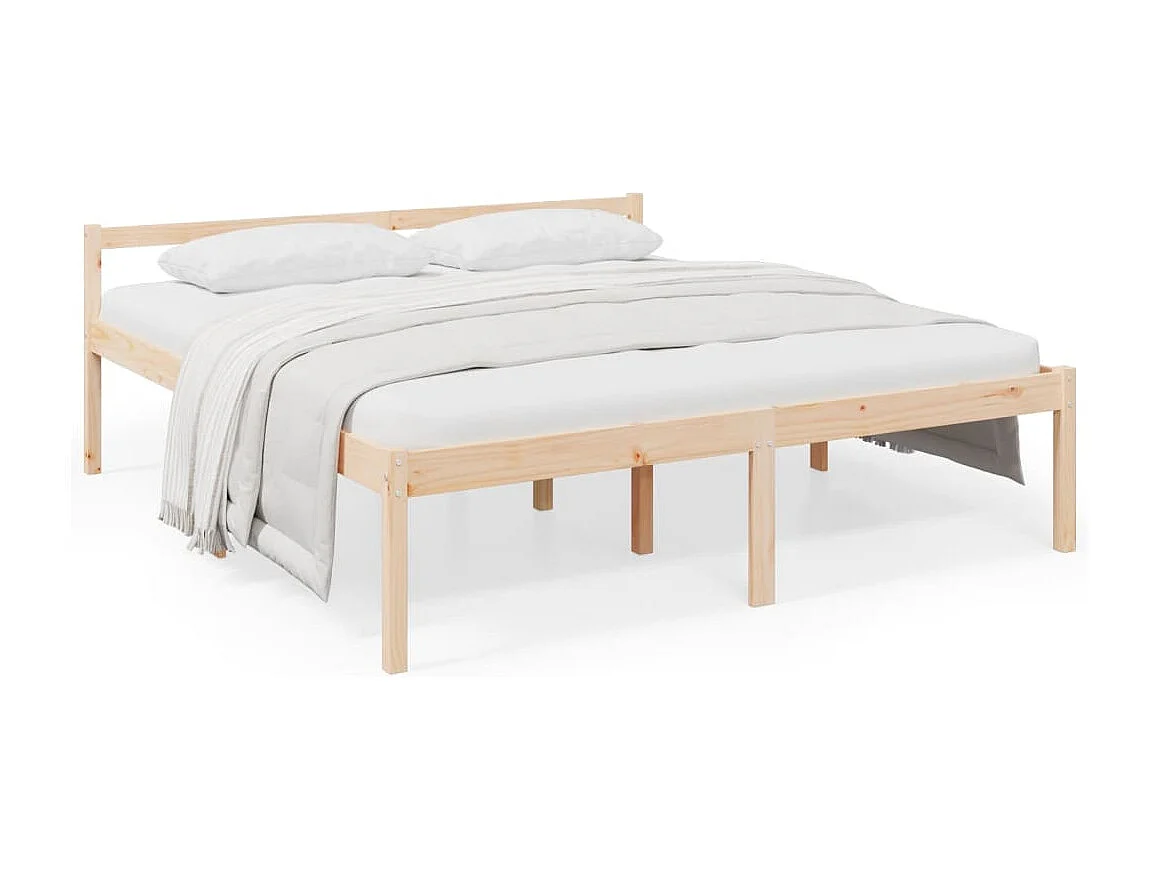 Cadre De Lit 180x200 Cm Super King En Pin Massif – Bois Naturel (NEUF)