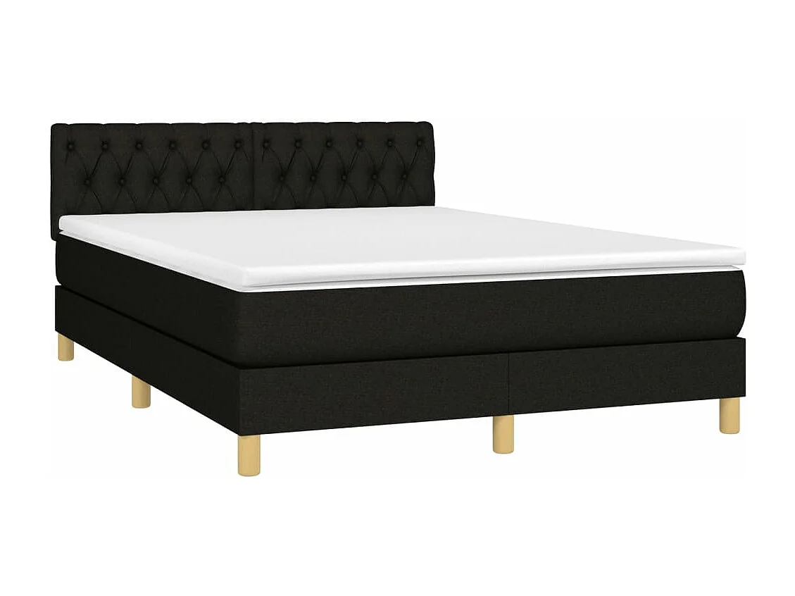 Lit à sommier tapissier avec matelas Noir 140x190 cm Tissu
