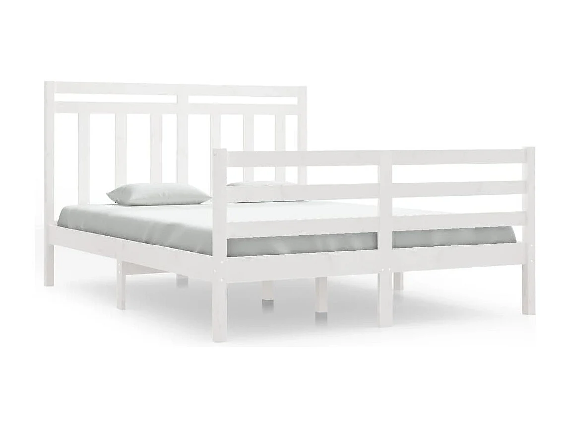 Cadre de lit Blanc Bois massif 135x190 cm Double
