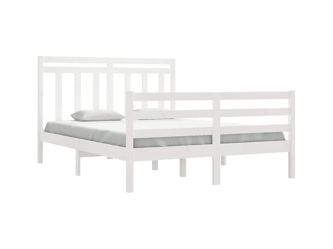 Cadre de lit Blanc Bois massif 135x190 cm Double