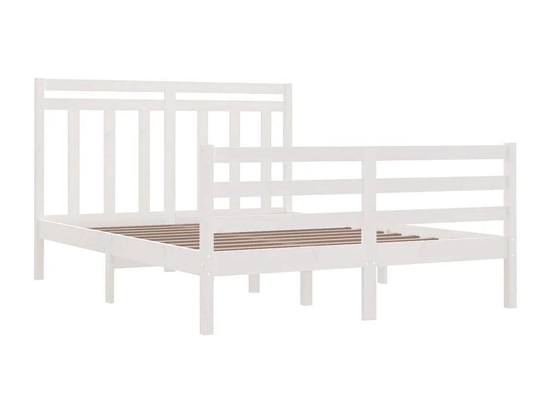 Estructura de cama doble madera maciza blanca 135x190 cm