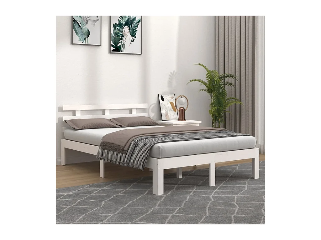 Bedframe massief hout wit 120x200 cm