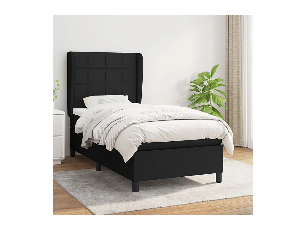 Cama com molas/colchão 90x190 cm tecido preto