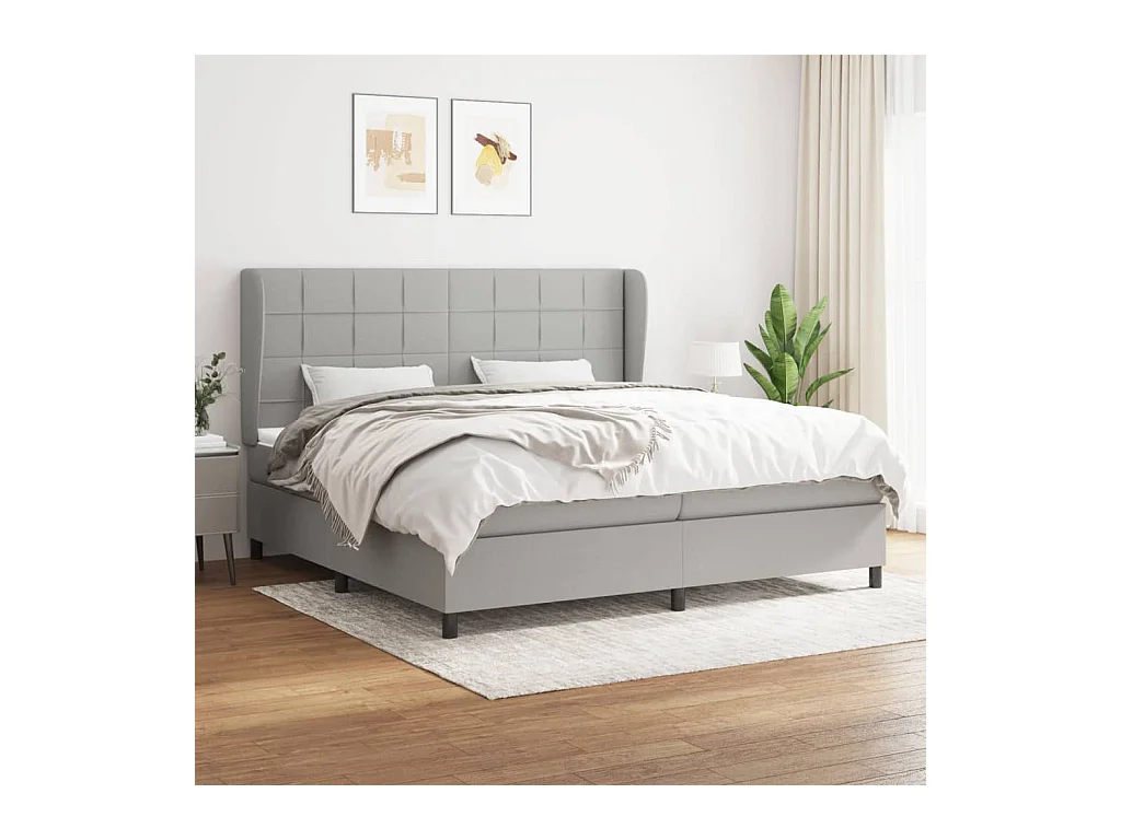 Lit à sommier tapissier avec matelas Gris clair 200x200cm Tissu