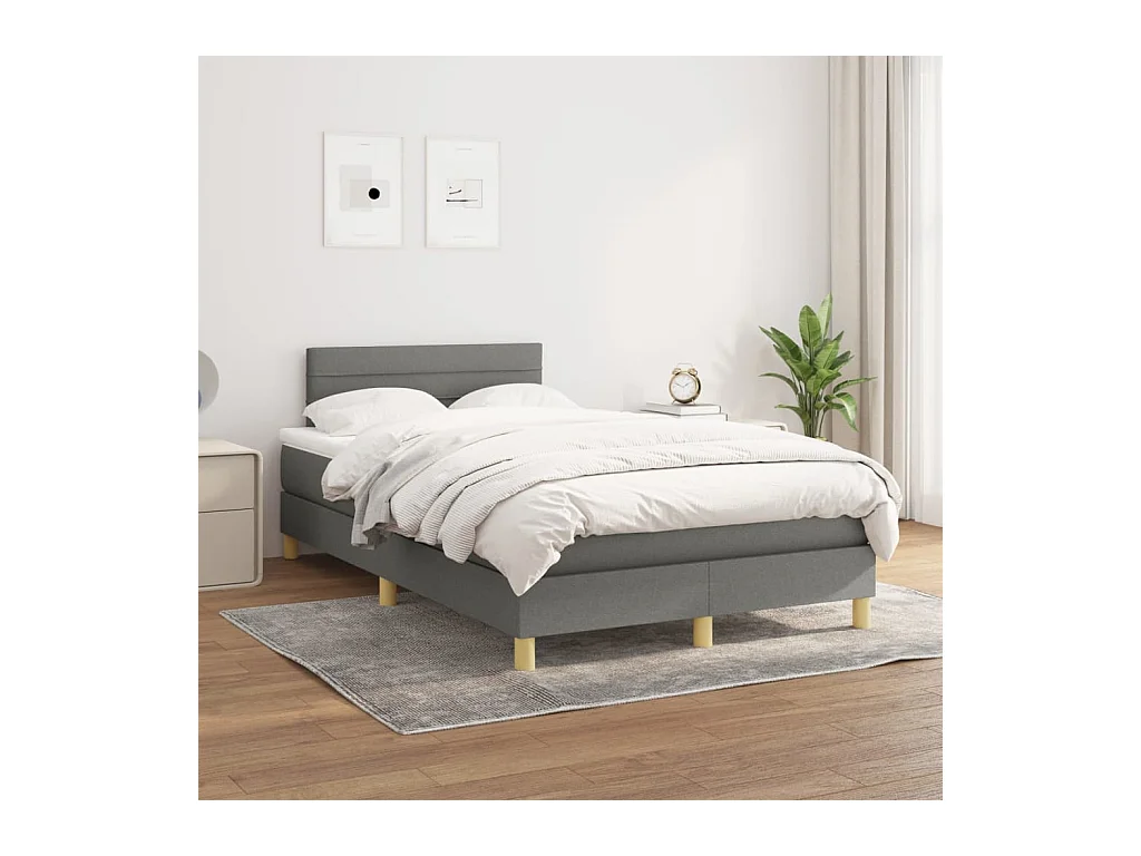 Lit à sommier tapissier avec matelas Gris foncé 120x200cm Tissu