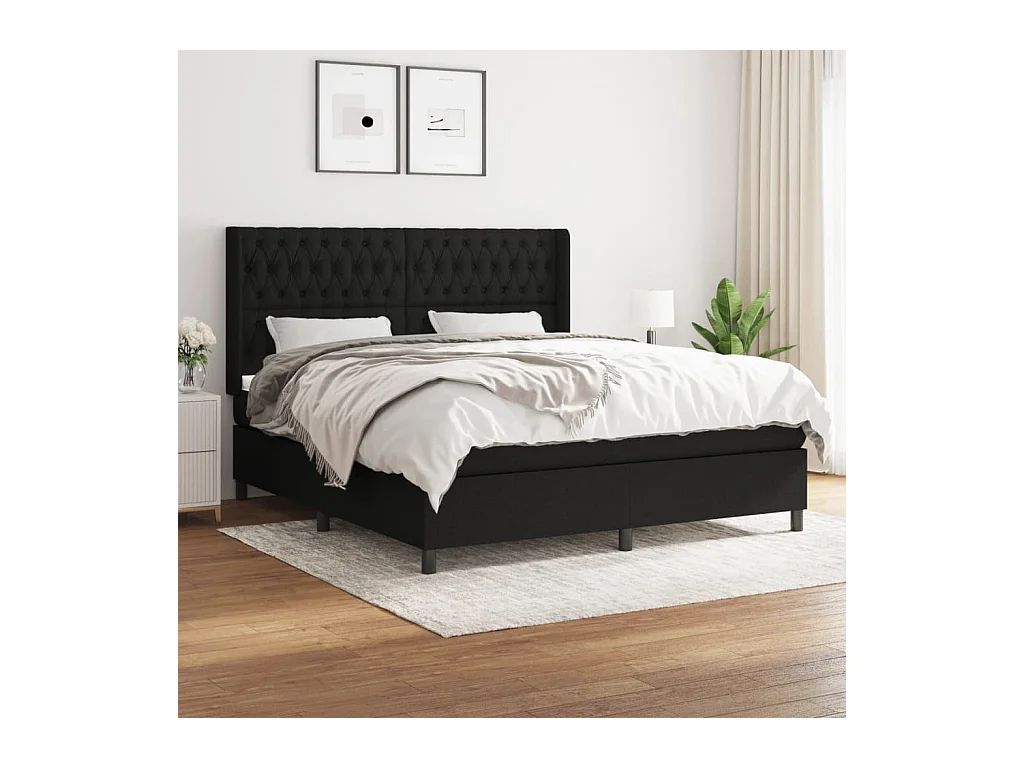 Boxspring met matras stof zwart 180x200 cm