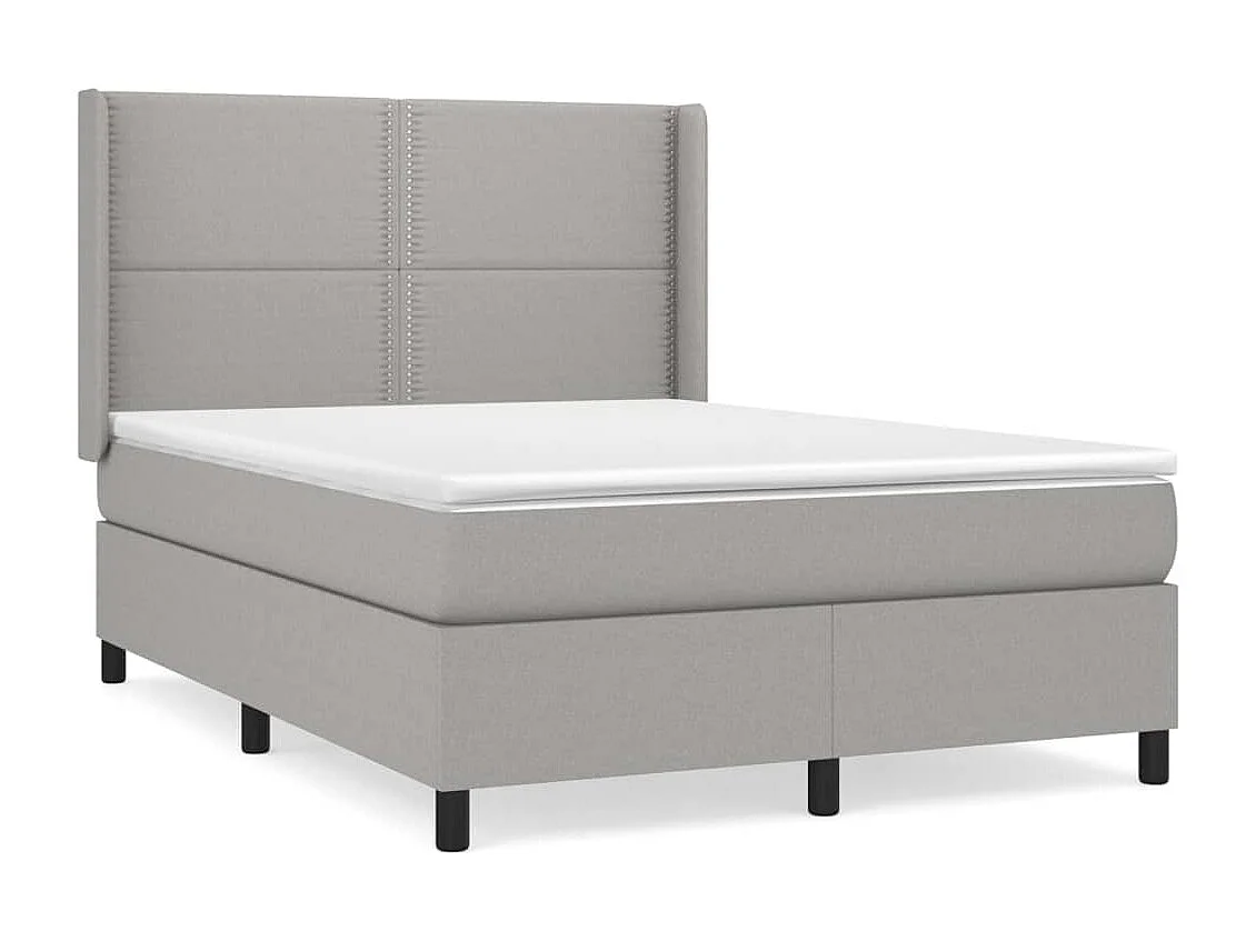Lit à sommier tapissier avec matelas Gris clair 140x190cm Tissu