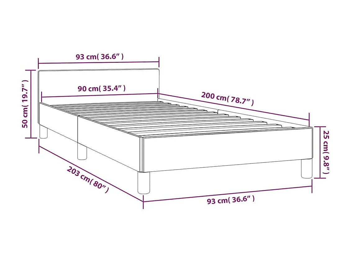 Cadre de lit avec tête de lit Taupe 90x200 cm Tissu