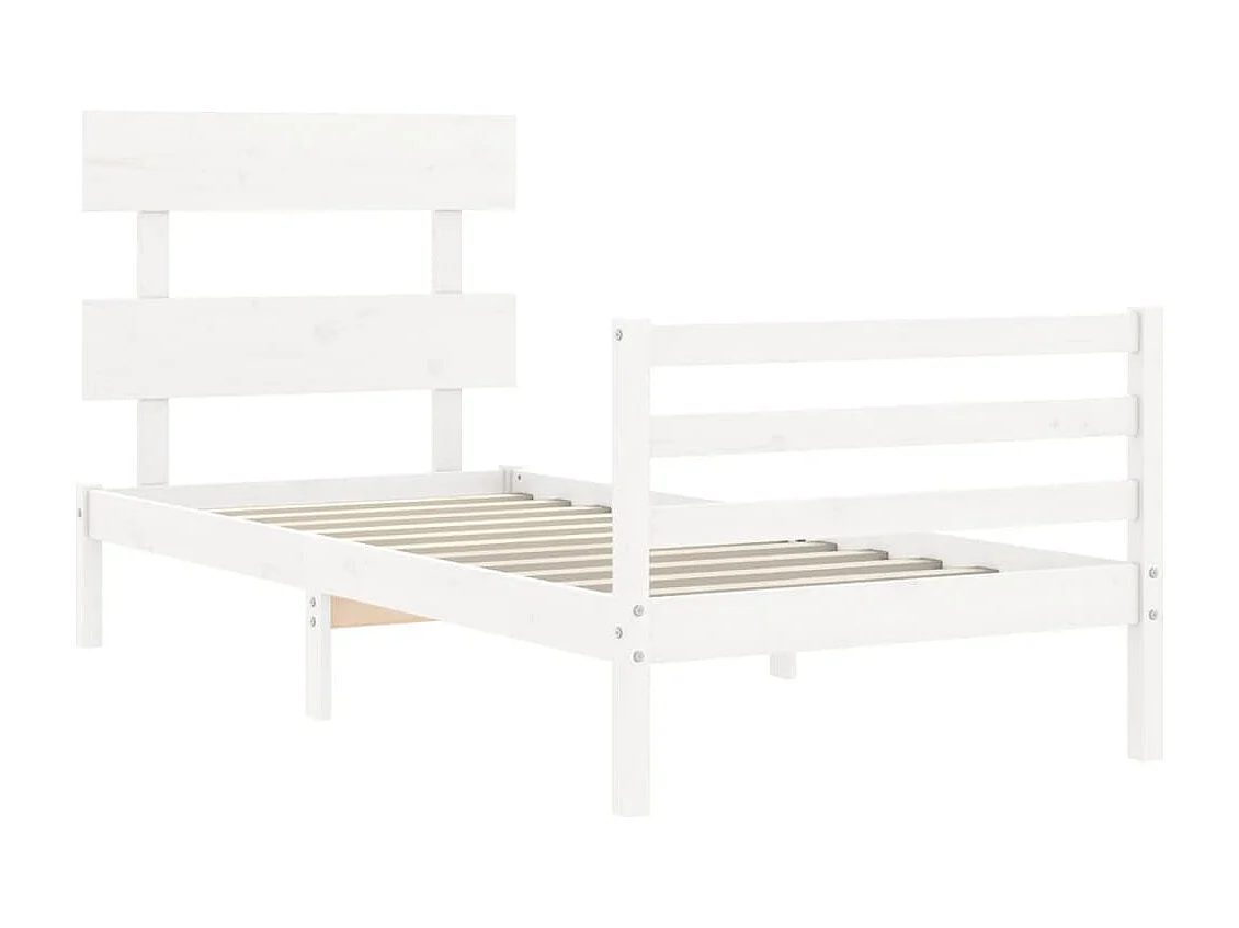 Estructura de cama con cabecero madera maciza blanco 100x200 cm