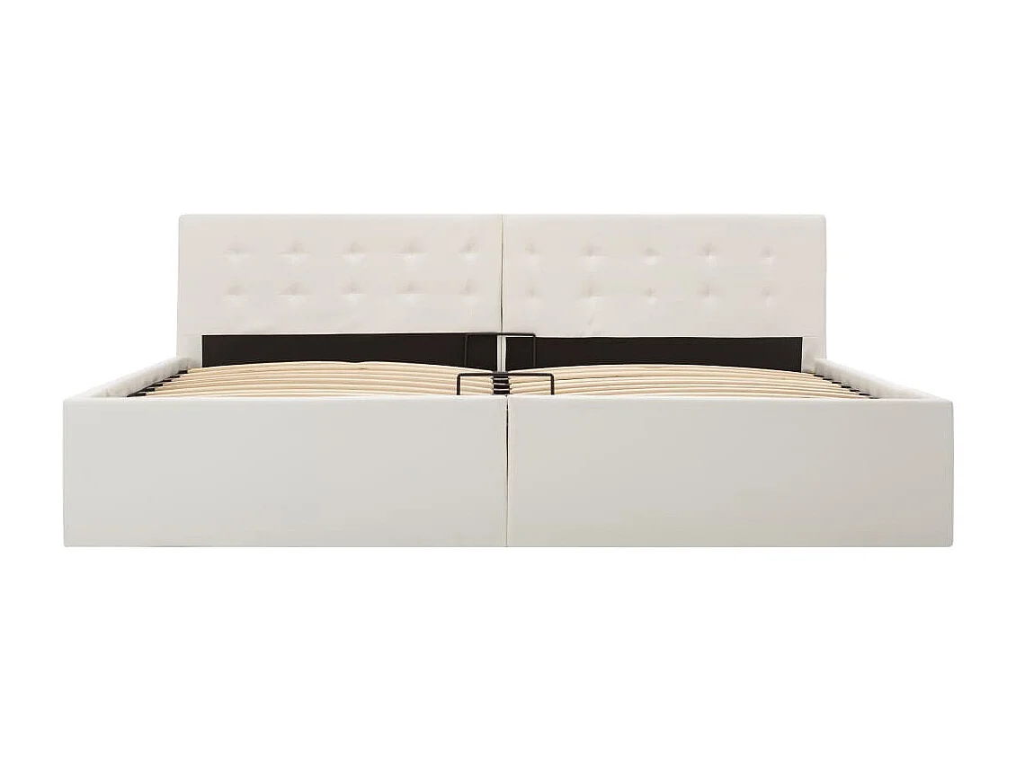 Cadre de lit à rangement hydraulique Blanc Similicuir 180x200cm