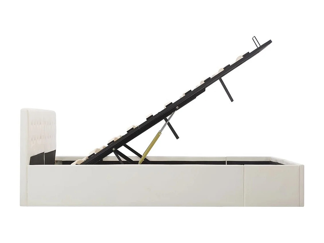 Cadre de lit à rangement hydraulique Blanc Similicuir 180x200cm