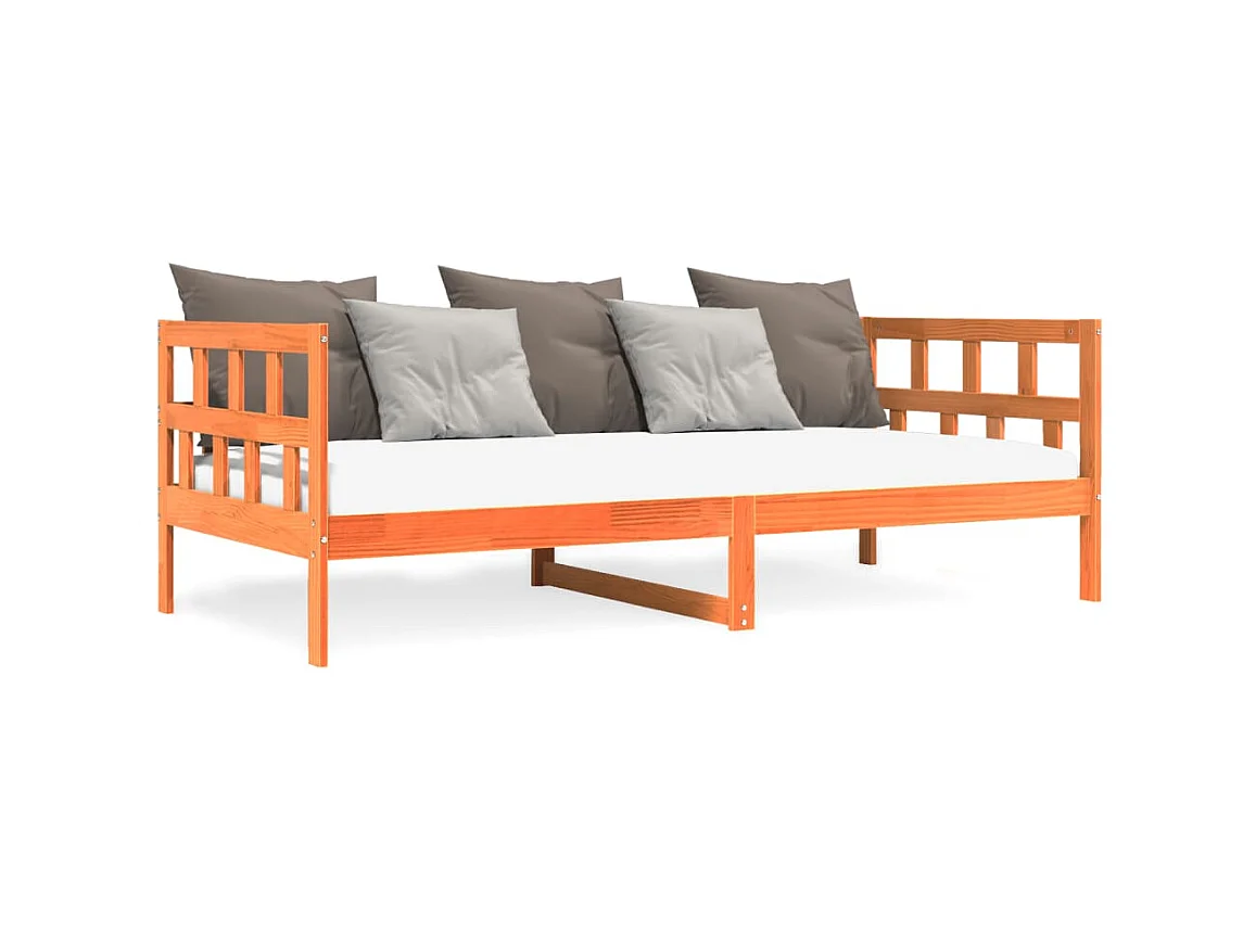 Sofá cama de madera maciza de pino marrón cera 90x200 cm