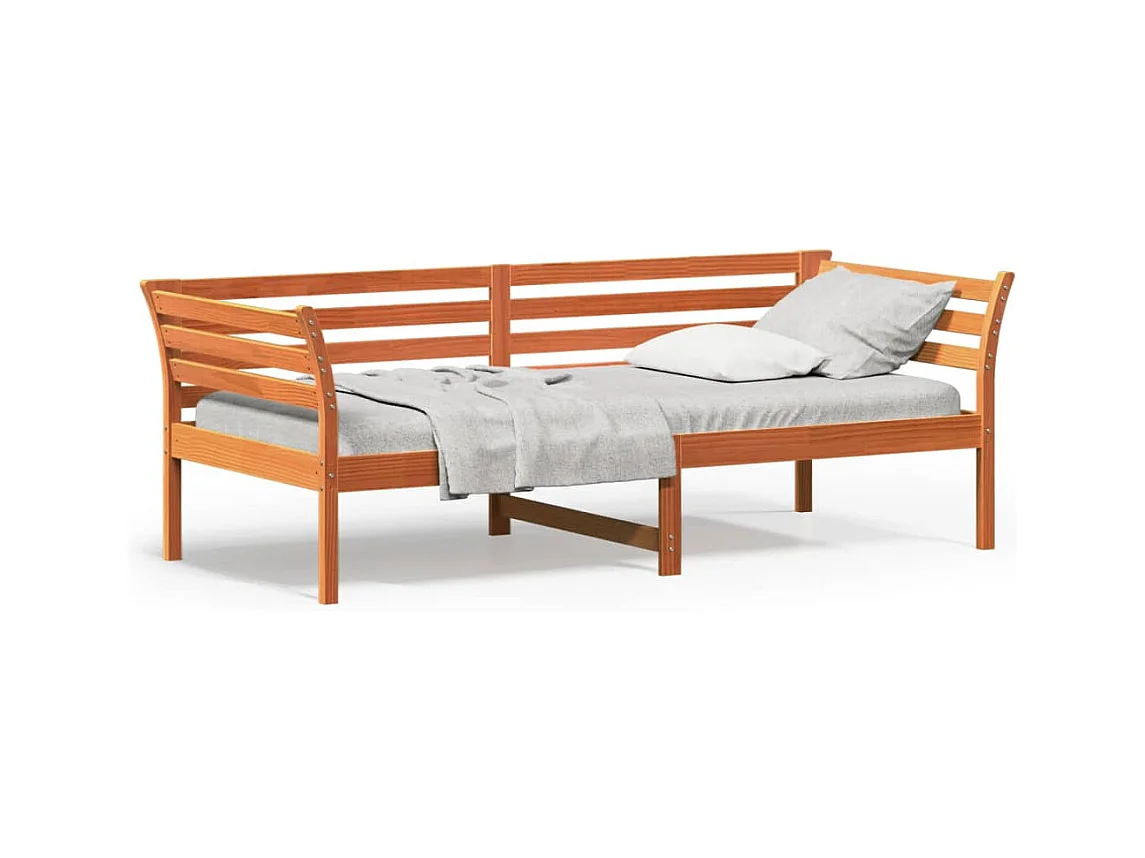 Sofá-cama 100x200 cm madeira de pinho maciça castanho cera