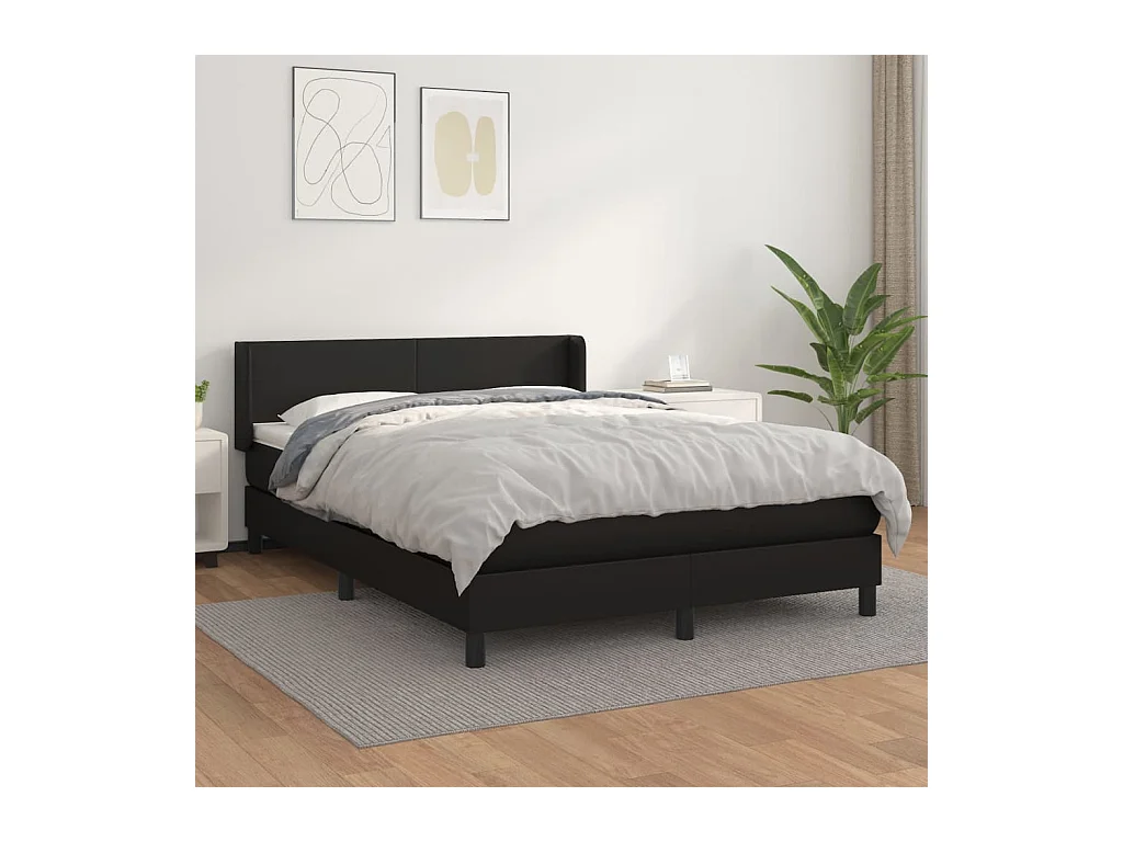 Boxspring met matras kunstleer zwart 140x200 cm