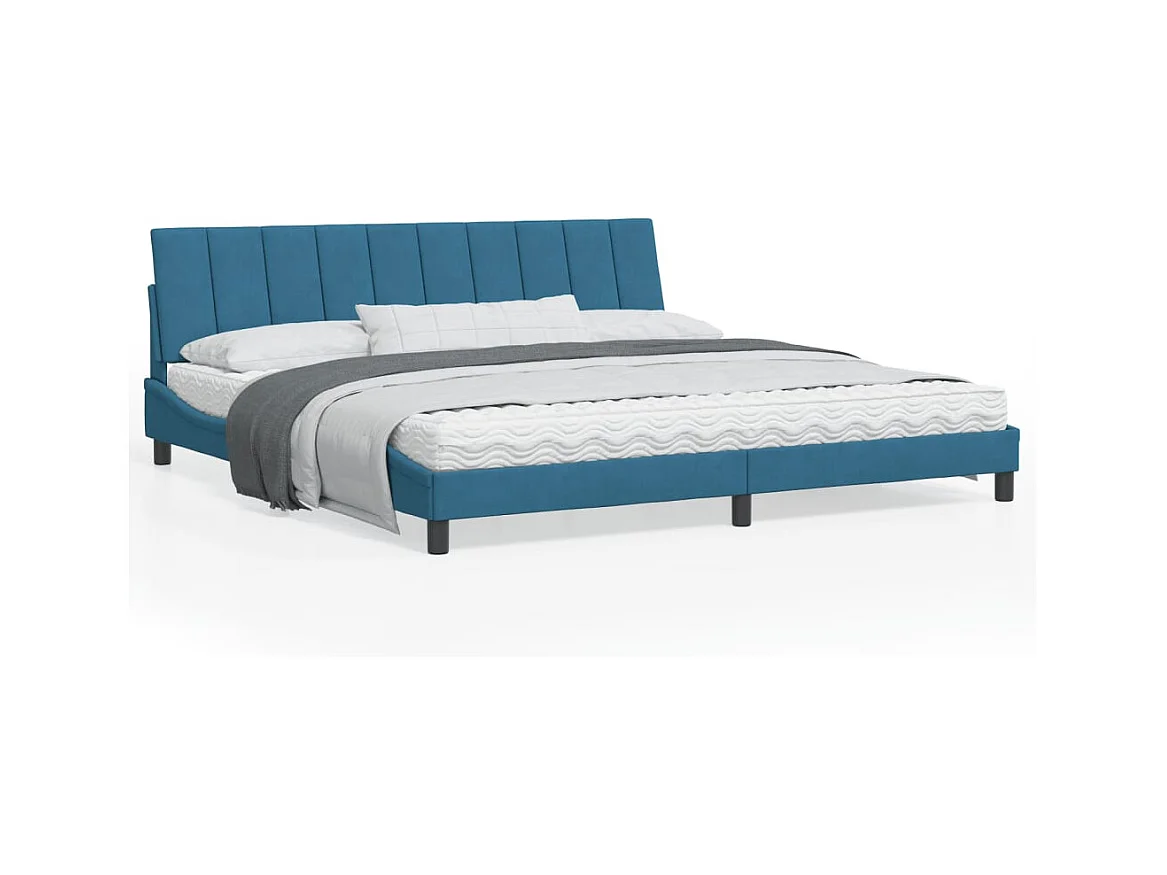 Estructura de cama con cabecero terciopelo azul 200x200 cm