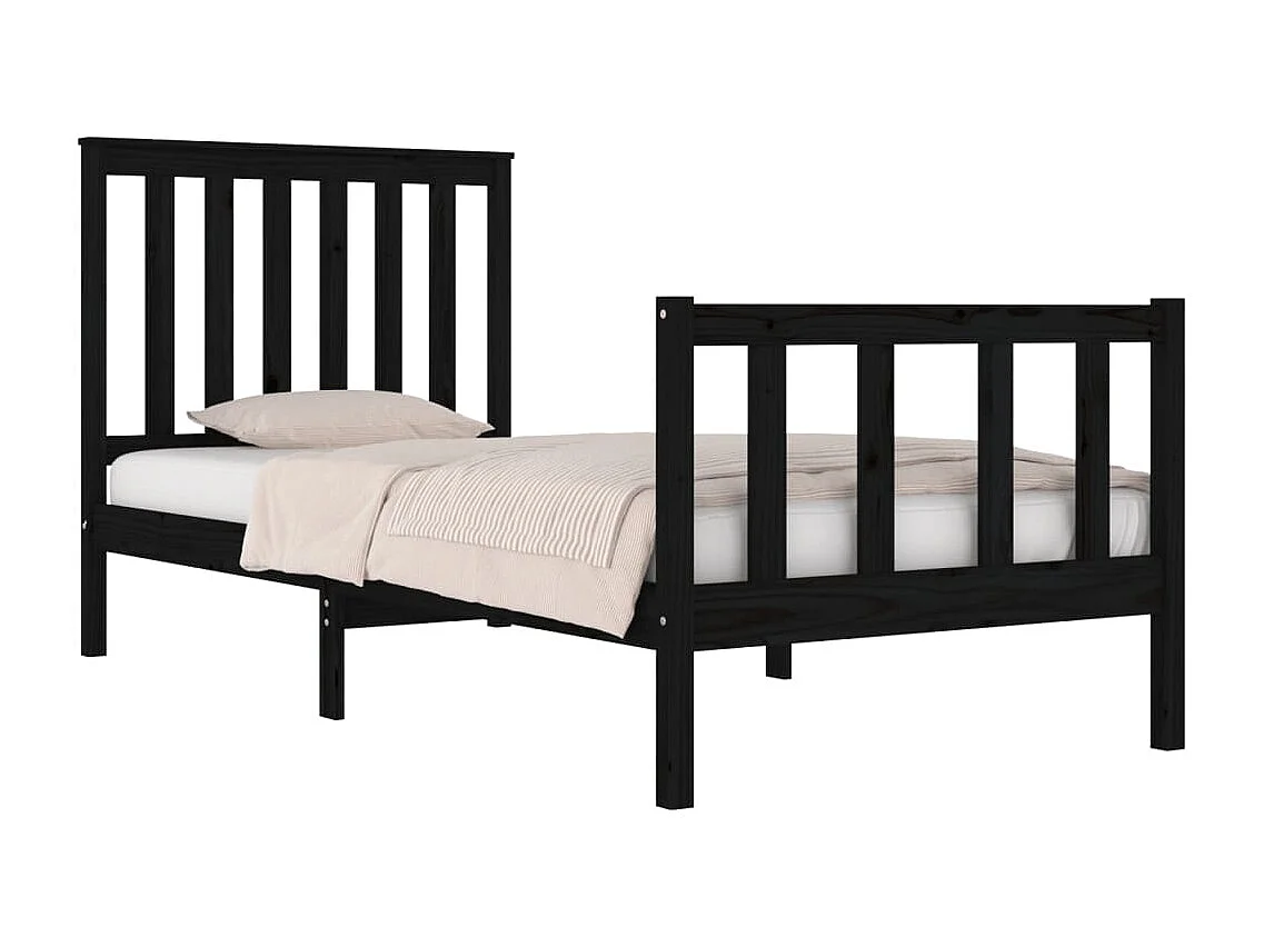 Estrutura de cama pequena solteiro 75x190 cm pinho preto