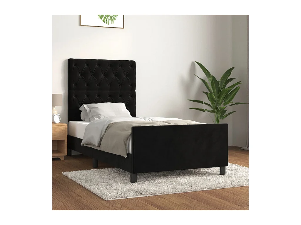 Bedframe met hoofdeinde fluweel zwart 80x200 cm