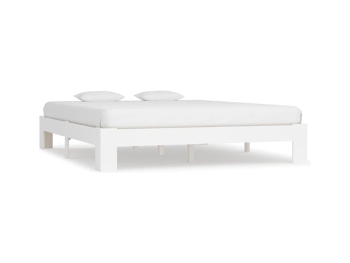 Cadre de lit Blanc Bois de pin massif 160 x 200 cm