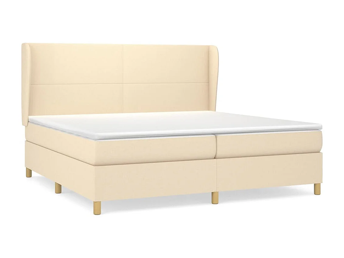 Lit à sommier tapissier avec matelas Crème 200x200 cm Tissu