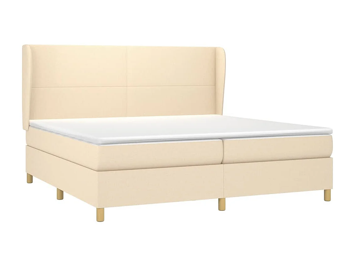 Cama box spring con colchón tela color crema 200x200 cm