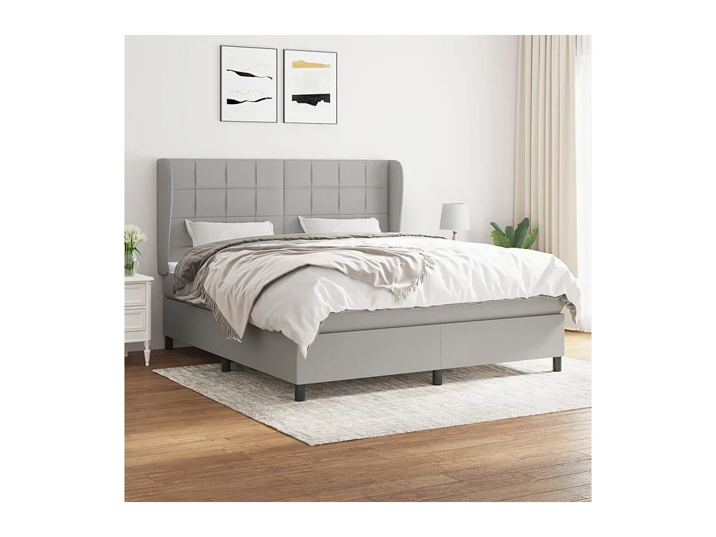 Boxspring met matras stof lichtgrijs 180x200 cm