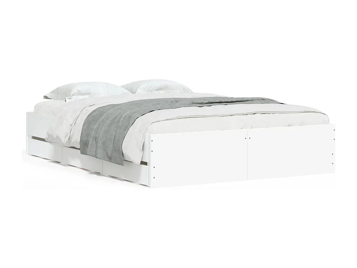 Cama con cajones madera de ingeniería blanco 135x190 cm