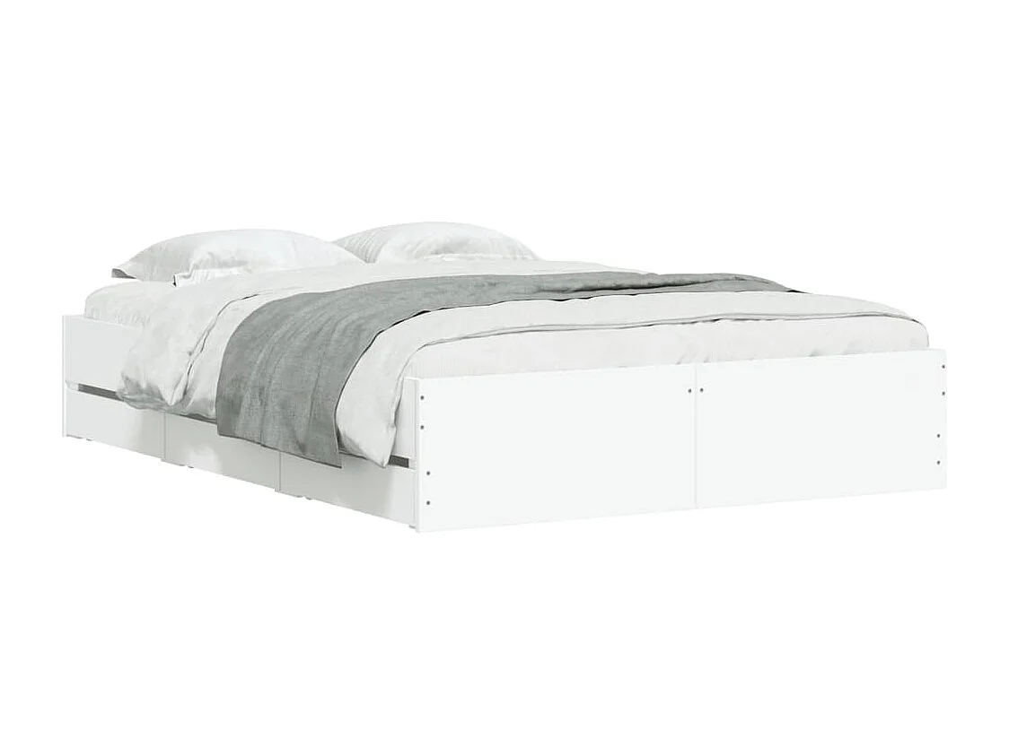 Cama con cajones madera de ingeniería blanco 135x190 cm