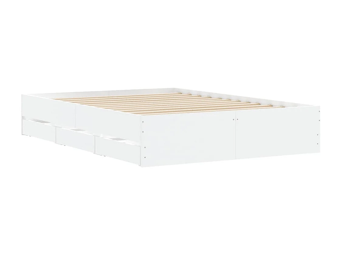 Cama con cajones madera de ingeniería blanco 135x190 cm