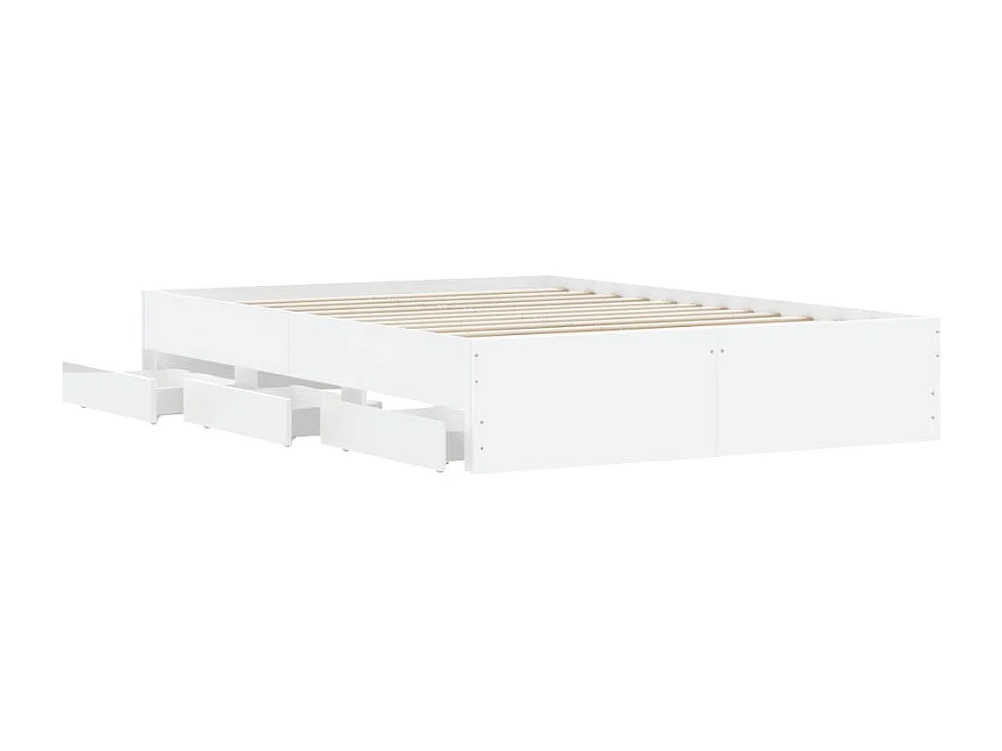 Cama con cajones madera de ingeniería blanco 135x190 cm