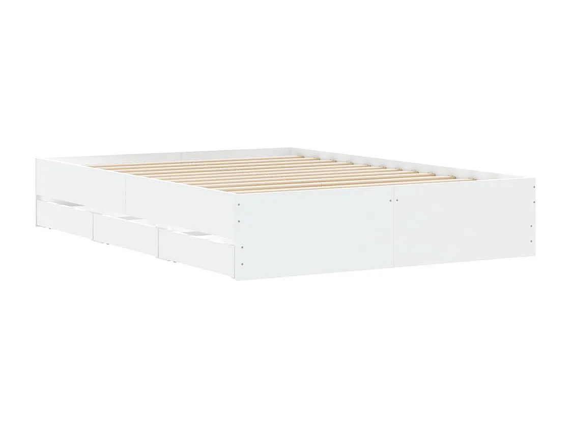 Cama con cajones madera de ingeniería blanco 135x190 cm