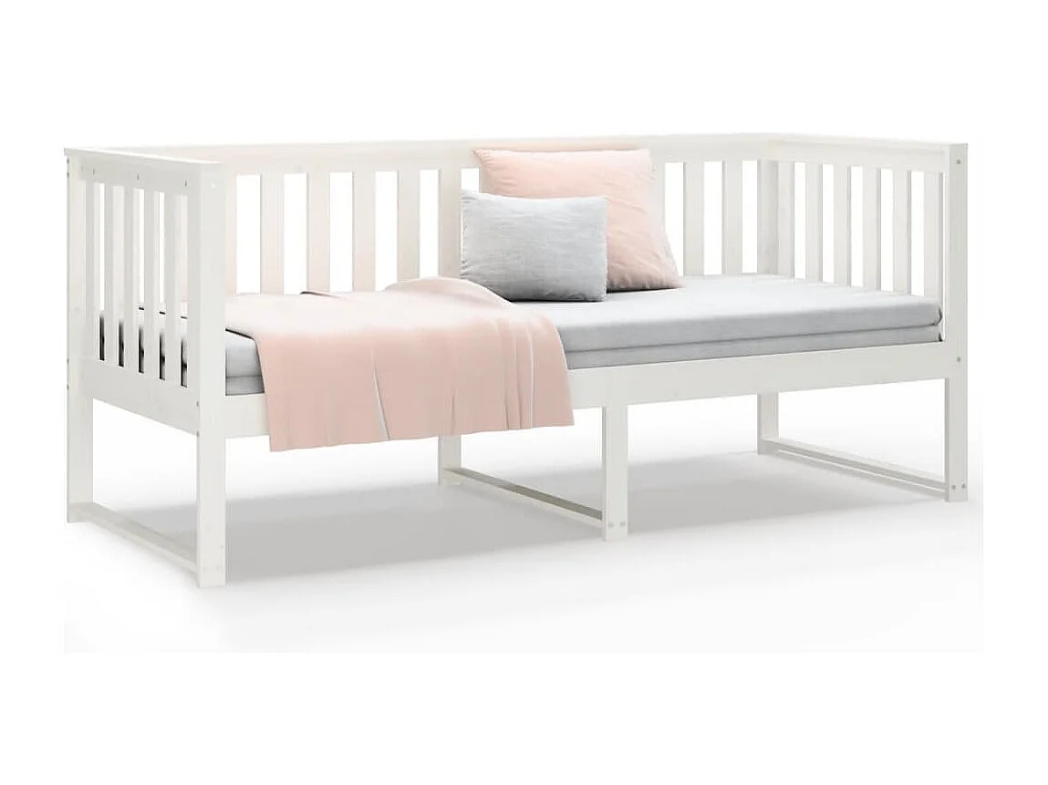 Lit de jour Blanc 75x190 cm Bois de pin massif