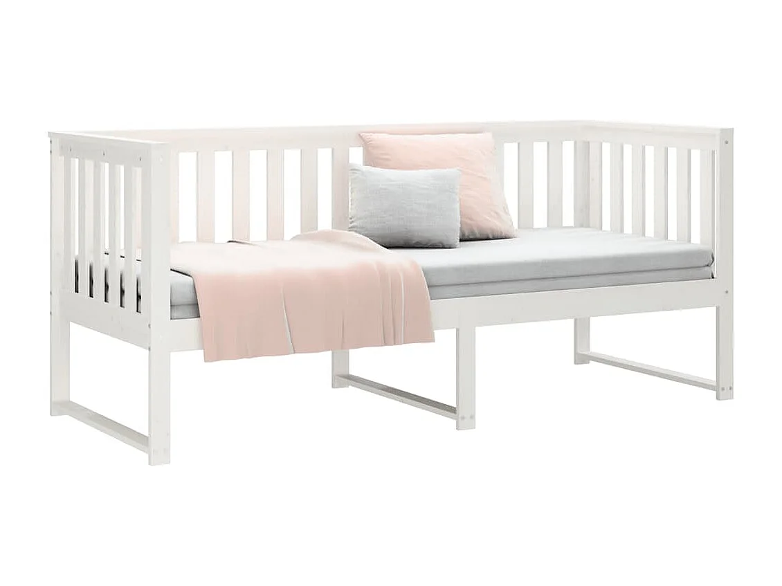 Lit de jour Blanc 75x190 cm Bois de pin massif