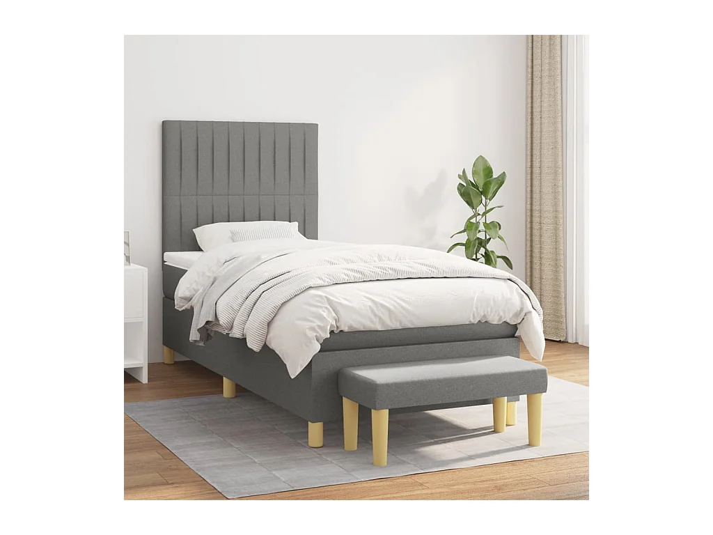 Boxspring met matras stof donkergrijs 100x200 cm