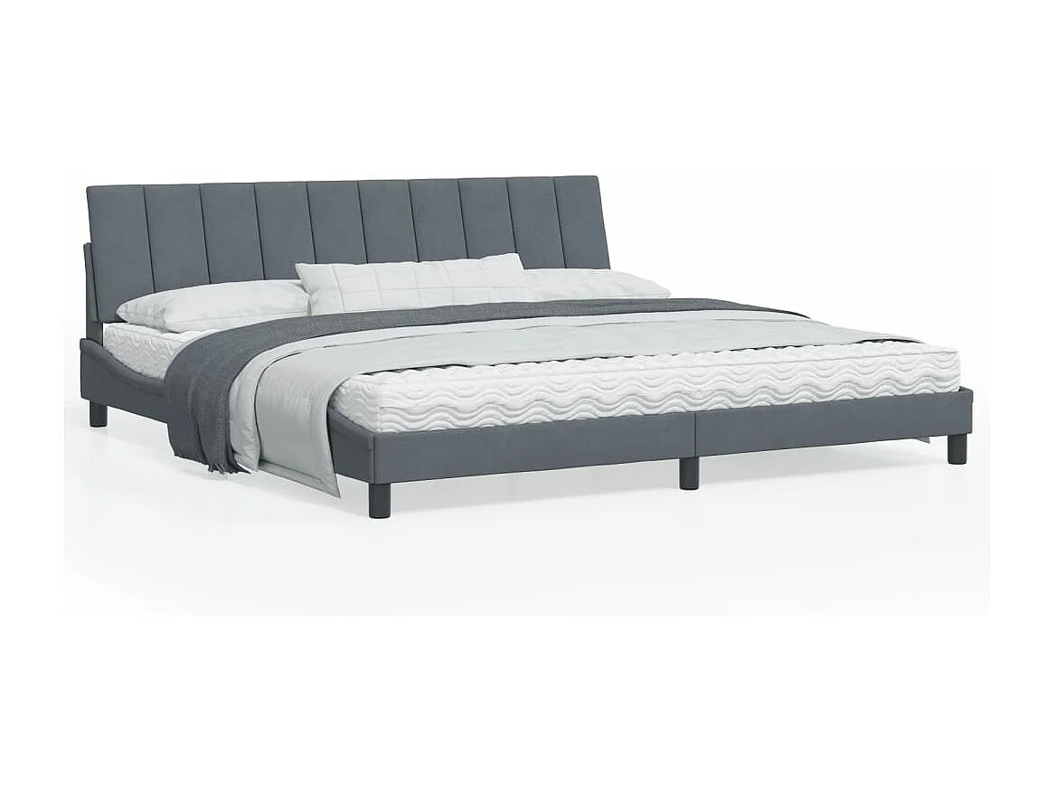 Estructura cama con cabecero terciopelo gris oscuro 200x200 cm