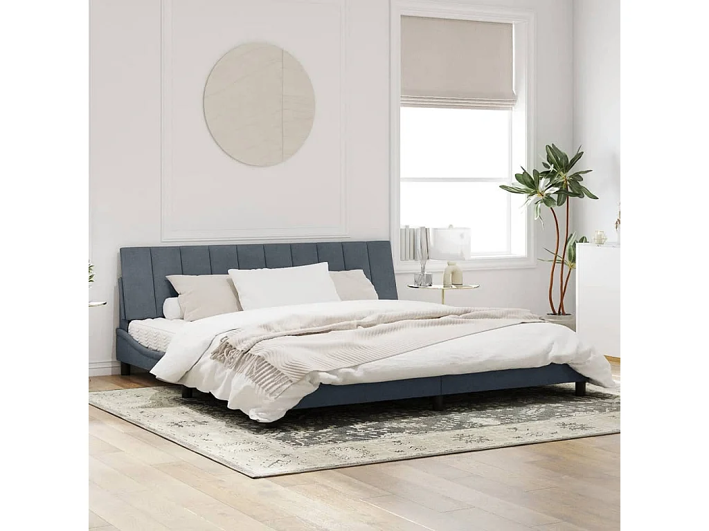 Estructura cama con cabecero terciopelo gris oscuro 200x200 cm