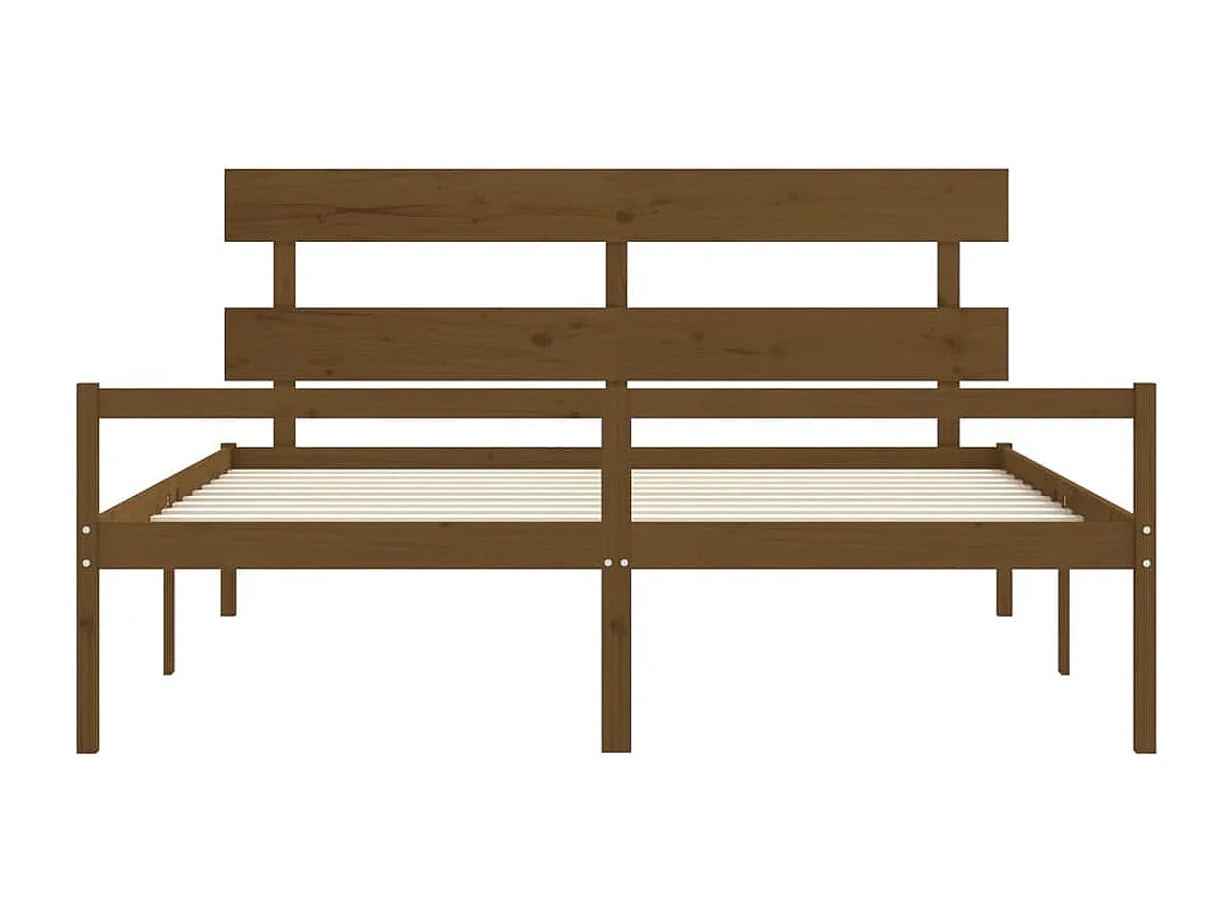 Estrutura cama c/ cabeceira 200x200cm maciço castanho-mel