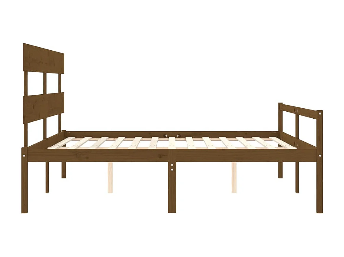 Estrutura cama c/ cabeceira 200x200cm maciço castanho-mel