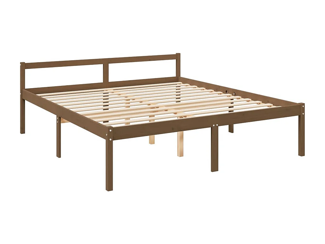 Estrutura cama c/ cabeceira 200x200cm maciço castanho-mel