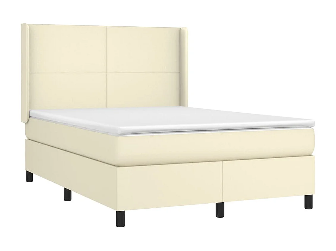 Lit à sommier tapissier avec matelas Crème 140x200cm Similicuir