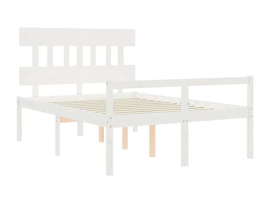 Estrutura de cama de casal c/ cabeceira madeira maciça branco