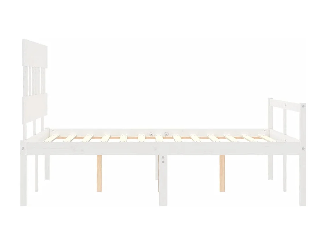 Estrutura de cama de casal c/ cabeceira madeira maciça branco