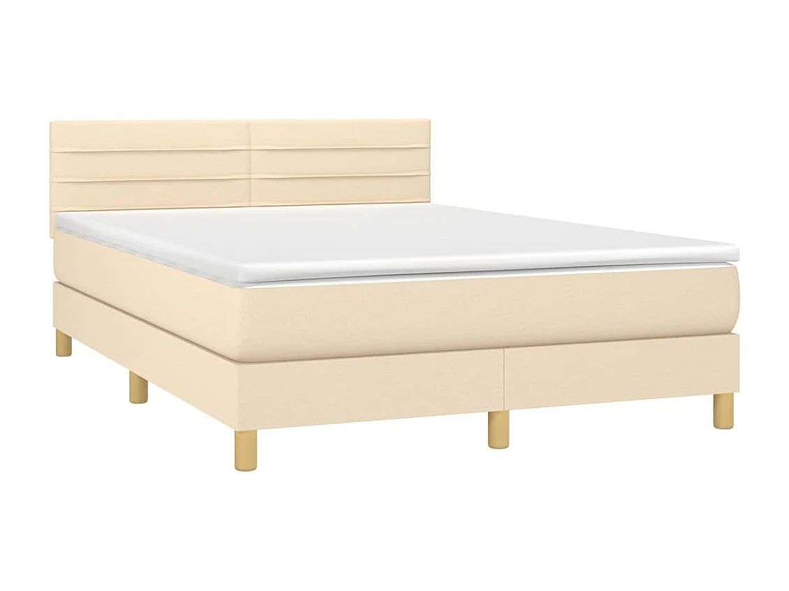 Lit à sommier tapissier avec matelas Crème 140x190 cm Tissu