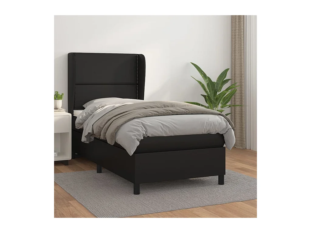 Boxspring met matras kunstleer zwart 90x190 cm