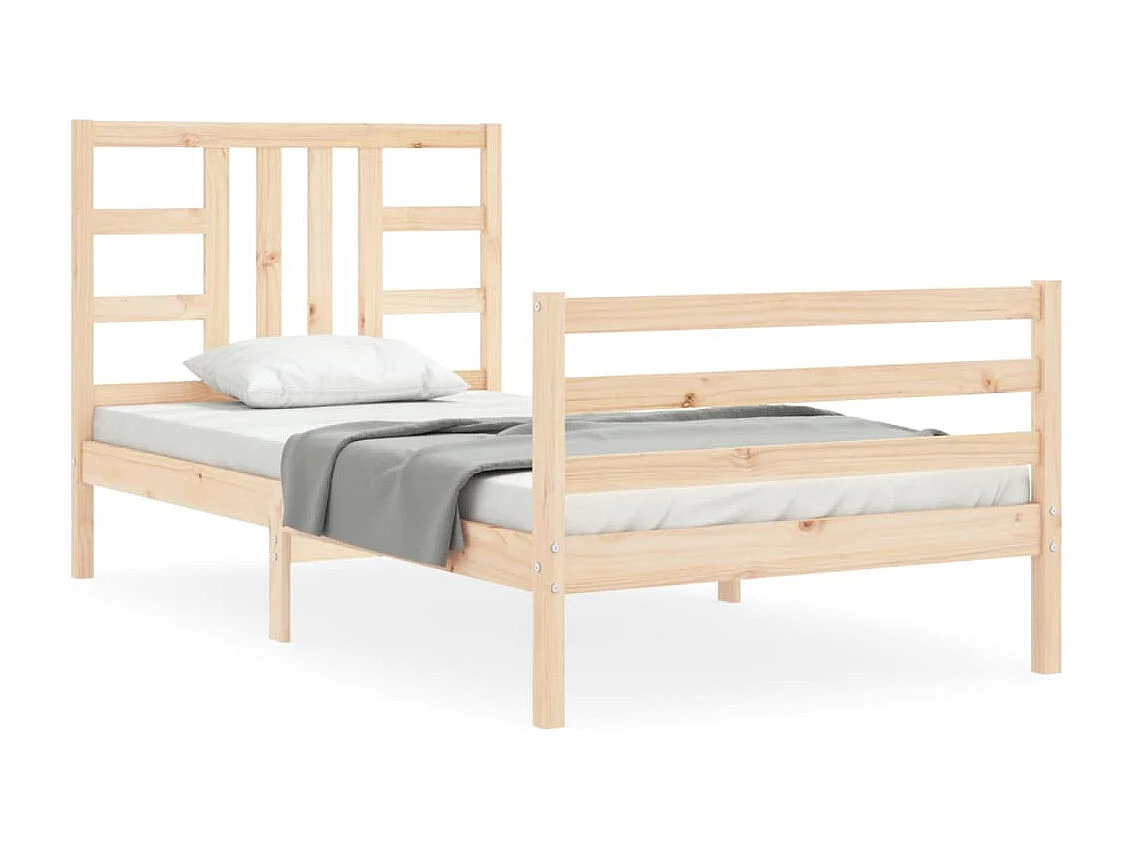 Estrutura cama de solteiro c/ cabeceira madeira maciça