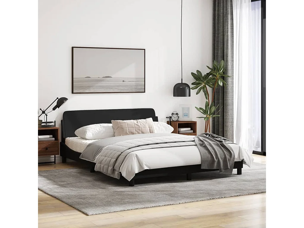 Estrutura de cama 160x200 cm tecido preto