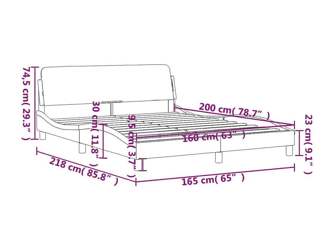 Estrutura de cama 160x200 cm tecido preto
