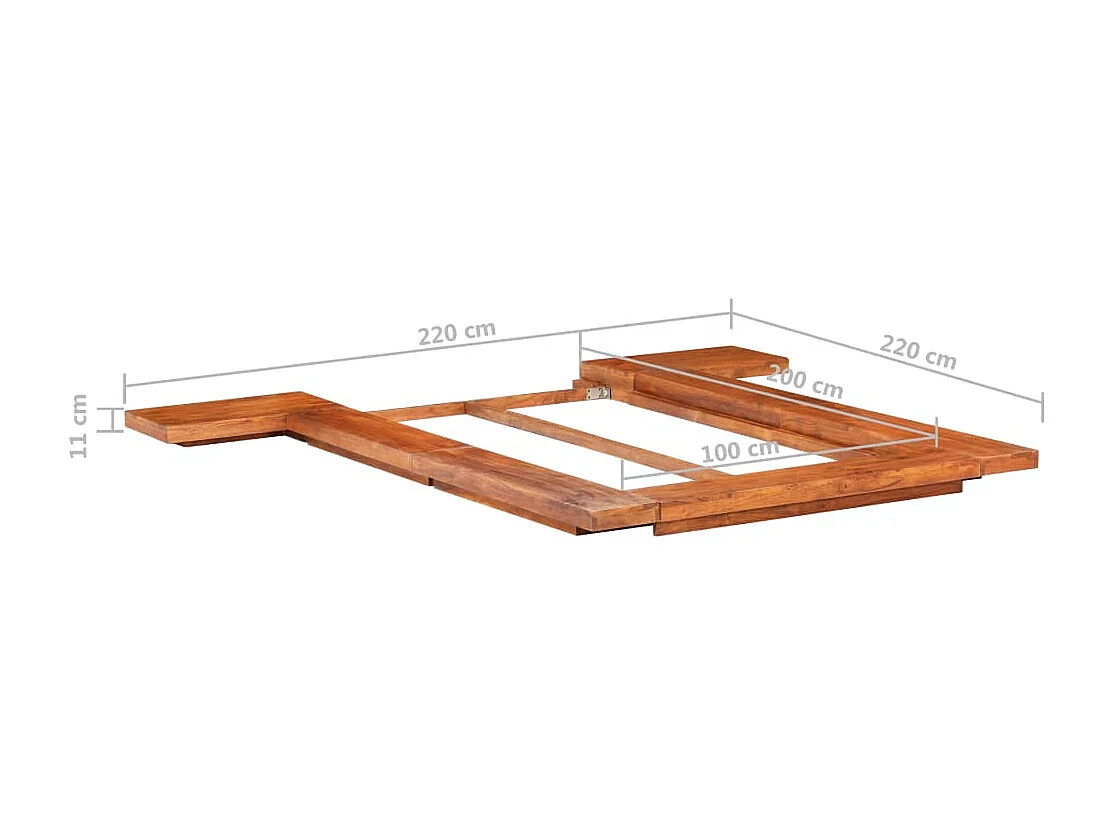 Cadre de lit Futon japonais Bois d'acacia massif 100x200 cm