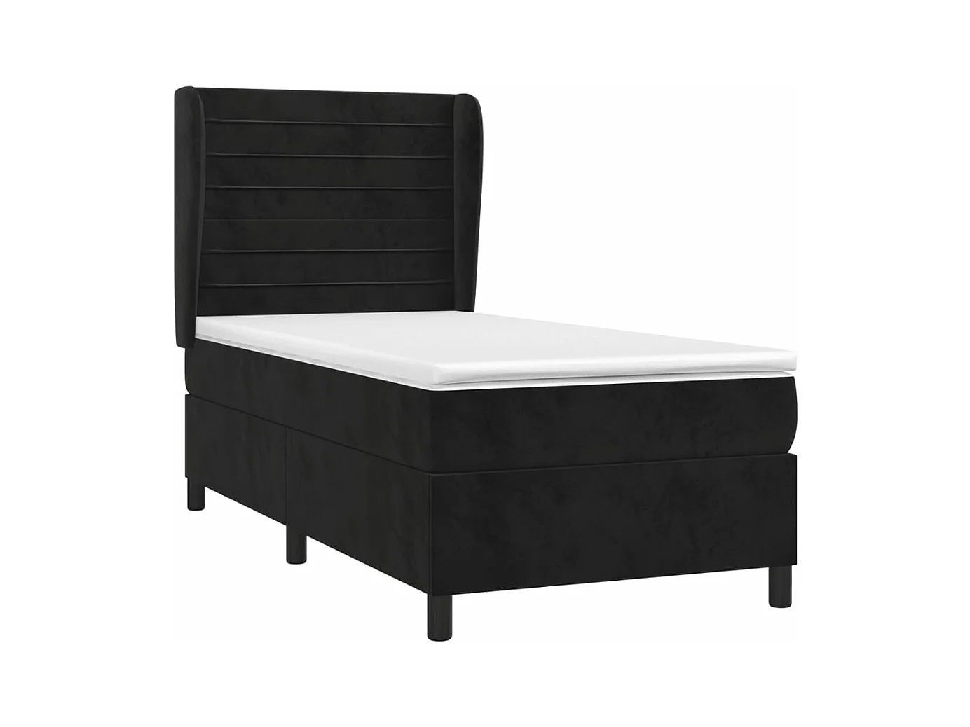 Lit à sommier tapissier et matelas Noir 80x200 cm Velours